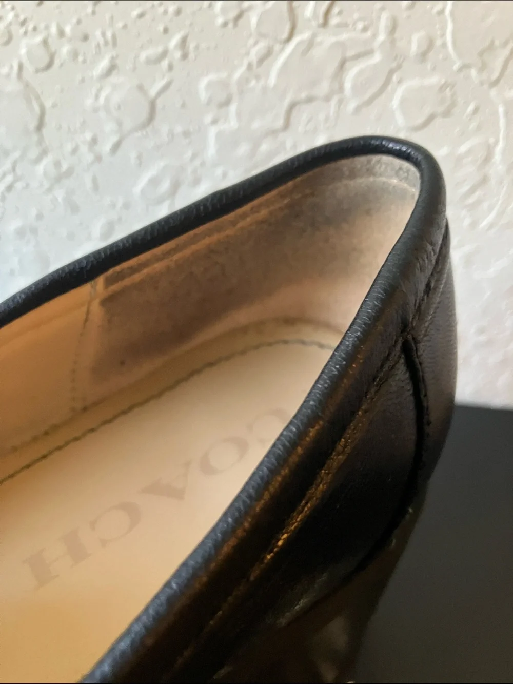 Coach: Black Cora (C5908) Leather Lug Sole Penny Loafers- 7